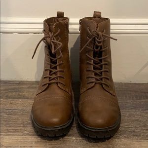 brown combat boots